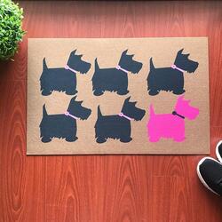 Image of a super cute Scottish Terrier doormat for Scottish Terrier dog gift lovers