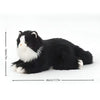 Realistic Black and White Cat Plush Toy - Lying Down with Pink Nose-Stuffed Animals-Black and White Cat,Cat Memorial Gifts,Cats,Stuffed Animal-3