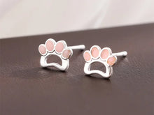 Load image into Gallery viewer, Pink Dog Paw Silver Earrings-Dog Themed Jewellery-Dog Memorial Gifts,Dog Mom Gifts,Earrings,Jewellery-5