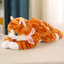 Load image into Gallery viewer, Realistic American Shorthair Cat Plushie - Orange and White Tabby - Meowing Sound with Blue Eyes with Pink Bow-Stuffed Animals-American Shorthair,Cat Memorial Gifts,Cats,Orange and White Cat,Stuffed Animal,Tabby Cat-1