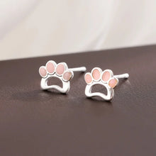 Load image into Gallery viewer, Pink Dog Paw Silver Earrings-Dog Themed Jewellery-Dog Memorial Gifts,Dog Mom Gifts,Earrings,Jewellery-1