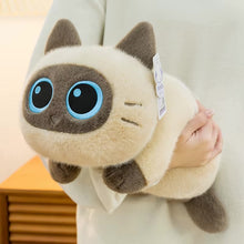 Load image into Gallery viewer, Siamese Cat Plush Toy - Big-Eye Belly Flop Chibi Design