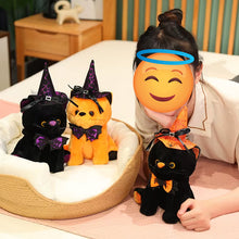 Load image into Gallery viewer, Halloween Orange Cat Plush - Spooky Witch Hat Kitty