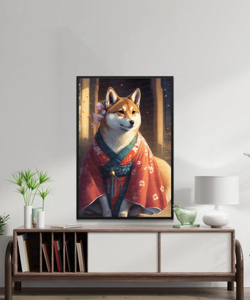 Blossom Kimono Shiba Inu Wall Art Poster-Art-Dog Art, Dog Dad Gifts, Dog Mom Gifts, Home Decor, Poster, Shiba Inu-2