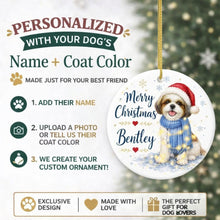 Load image into Gallery viewer, Shih Tzu Dog Ornament - Watercolor Artwork Merry Christmas Design - Personalized with Name-Christmas Ornament-Christmas,Personalize Artwork,Shih Tzu-2