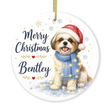 Load image into Gallery viewer, Shih Tzu Dog Ornament - Watercolor Artwork Merry Christmas Design - Personalized with Name-Christmas Ornament-Christmas,Personalize Artwork,Shih Tzu-3