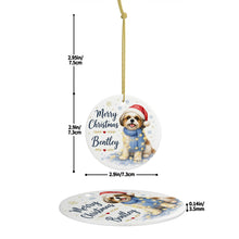 Load image into Gallery viewer, Shih Tzu Dog Ornament - Watercolor Artwork Merry Christmas Design - Personalized with Name-Christmas Ornament-Christmas,Personalize Artwork,Shih Tzu-5