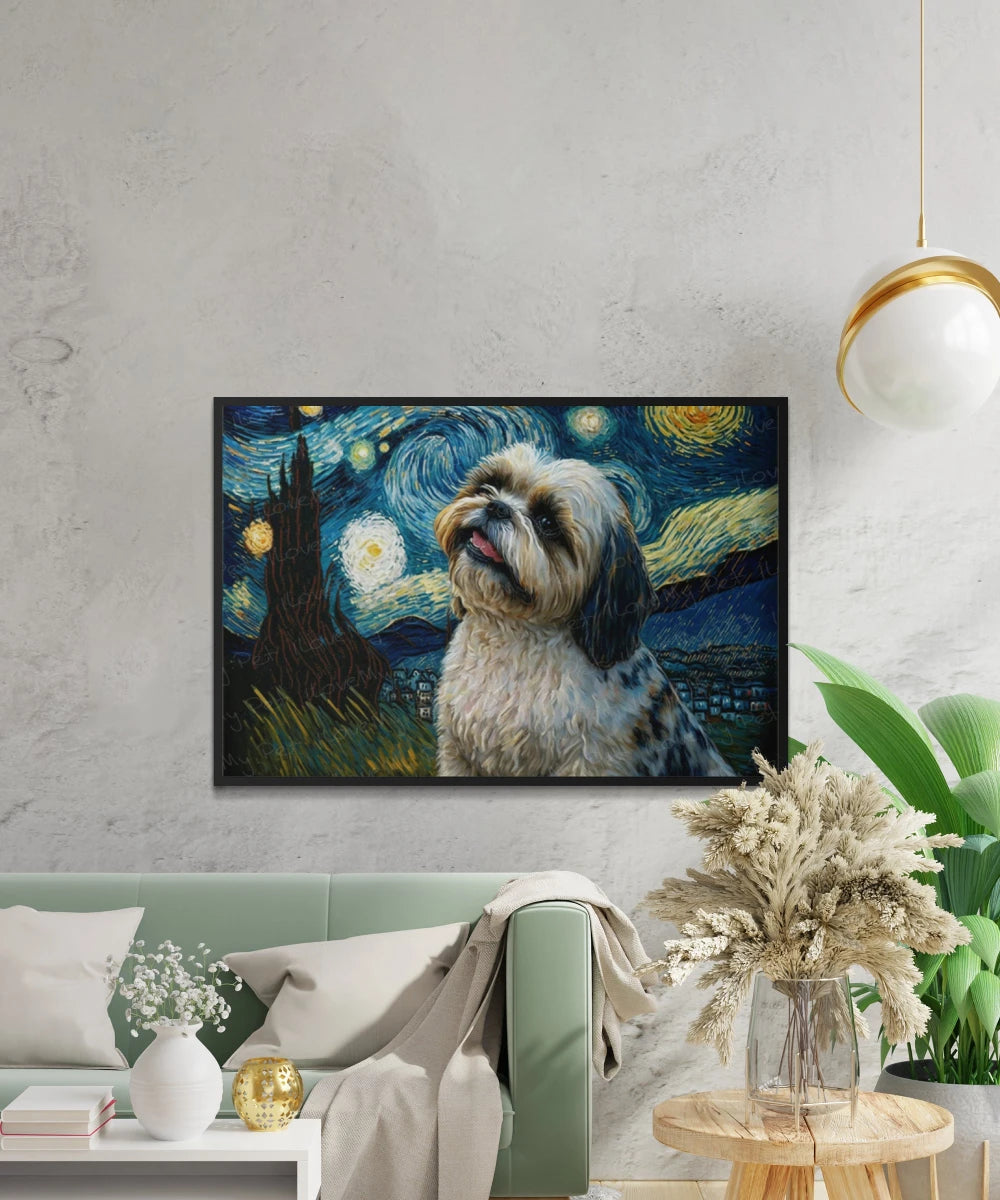 Starry Night Serenade Shih Tzu Wall Art Poster