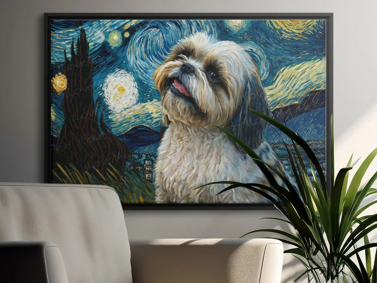 Starry Night Serenade Shih Tzu Wall Art Poster