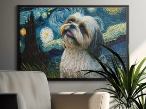 Starry Night Serenade Shih Tzu Wall Art Poster-Art-Dog Art, Dog Dad Gifts, Dog Mom Gifts, Home Decor, Poster, Shih Tzu-3