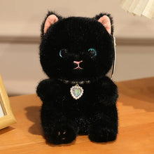 Load image into Gallery viewer, Small Black Cat Plush Toy - Heart Shaped Necklace-Stuffed Animals-Black Cat,Cat Memorial Gifts,Cats,Stuffed Animal-2