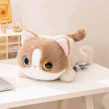 Load image into Gallery viewer, Small White Cat Plush Toy - Heterochromia Eyes - Big Eyes Belly Flop-3