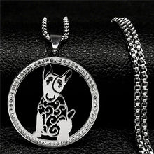 Load image into Gallery viewer, Stunning Silver Bull Terrier Rhinestone Necklace – Dog Mom Gift-e 50cm BOX SR-1