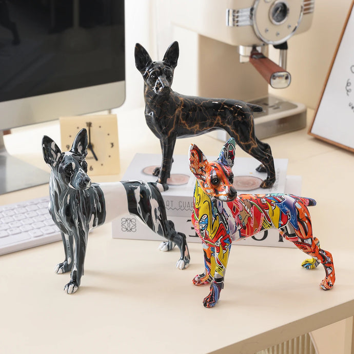Urban-Inspired Creative Graffiti Chihuahua Statue