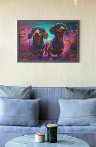 Vibrant Vistas Black Tan Dachshund Duo Wall Art Poster-Art-Dachshund, Dog Art, Dog Dad Gifts, Dog Mom Gifts, Home Decor, Poster-7