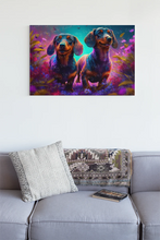 Load image into Gallery viewer, Vibrant Vistas Black Tan Dachshund Duo Wall Art Poster-Art-Dachshund, Dog Art, Dog Dad Gifts, Dog Mom Gifts, Home Decor, Poster-6
