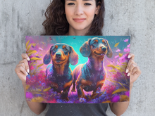 Load image into Gallery viewer, Vibrant Vistas Black Tan Dachshund Duo Wall Art Poster-Art-Dachshund, Dog Art, Dog Dad Gifts, Dog Mom Gifts, Home Decor, Poster-5