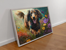 Load image into Gallery viewer, Vivacious Long Haired Chocolate Dachshund Wall Art Poster-Art-Dachshund, Dog Art, Dog Dad Gifts, Dog Mom Gifts, Home Decor, Poster-4
