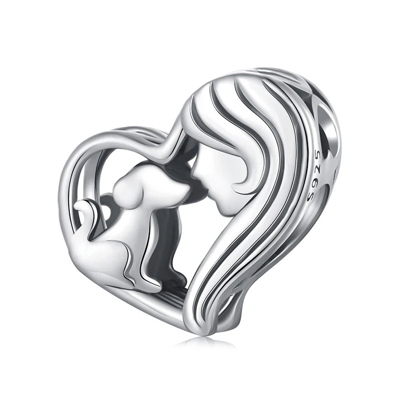 Vizsla Mom Heart Sterling Silver Charm Bead