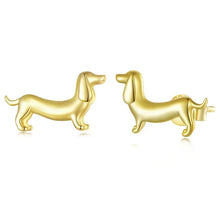 Load image into Gallery viewer, Sterling Silver Dachshund Earrings: A Must-Have for Dachshund Lovers - 4 Colors-Dog Themed Jewellery-Dachshund, Earrings, Jewellery-Gold-Only Earrings-3