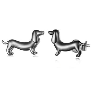 Sterling Silver Dachshund Earrings: A Must-Have for Dachshund Lovers - 4 Colors-Dog Themed Jewellery-Dachshund, Earrings, Jewellery-Metallic Black-Only Earrings-5