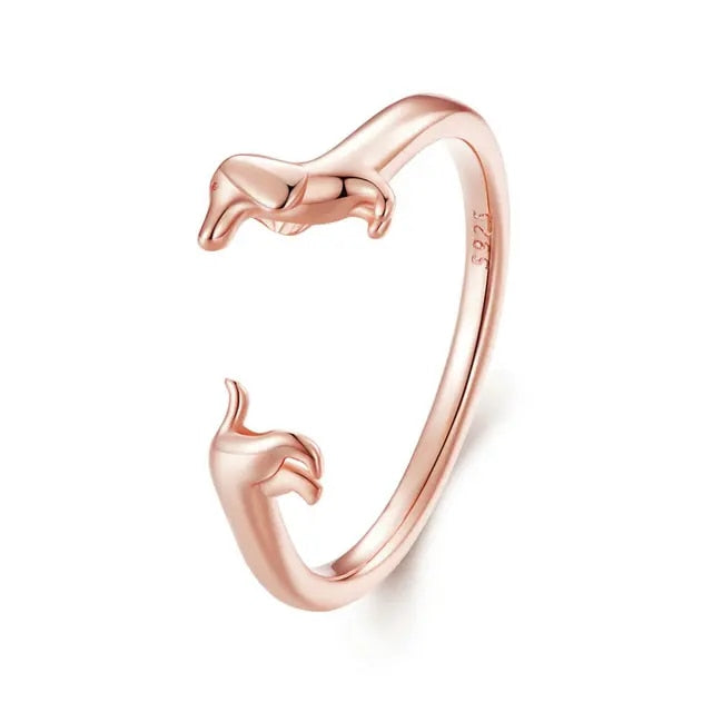 Dachshund Ring - Sterling Silver Dachshund Jewelry for Dog Lovers - 4 Colors-Dog Themed Jewellery-Dachshund, Jewellery, Ring-Only Ring-Rose Gold-3