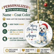 Load image into Gallery viewer, Westie Dog Ornament - Watercolor Artwork Merry Christmas Design - Personalized with Name-Christmas Ornament-Christmas,Personalize Artwork,West Highland Terrier-2