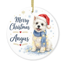 Load image into Gallery viewer, Westie Dog Ornament - Watercolor Artwork Merry Christmas Design - Personalized with Name-Christmas Ornament-Christmas,Personalize Artwork,West Highland Terrier-3