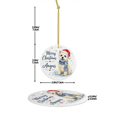 Load image into Gallery viewer, Westie Dog Ornament - Watercolor Artwork Merry Christmas Design - Personalized with Name-Christmas Ornament-Christmas,Personalize Artwork,West Highland Terrier-5