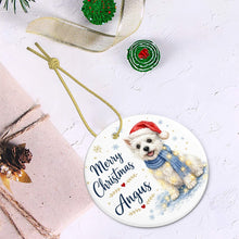 Load image into Gallery viewer, Westie Dog Ornament - Watercolor Artwork Merry Christmas Design - Personalized with Name-Christmas Ornament-Christmas,Personalize Artwork,West Highland Terrier-6