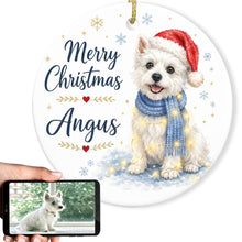Load image into Gallery viewer, Westie Dog Ornament - Watercolor Artwork Merry Christmas Design - Personalized with Name-Christmas Ornament-Christmas,Personalize Artwork,West Highland Terrier-1