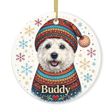 Load image into Gallery viewer, Westie Ornament - Christmas Folk Art Design - Personalize with Photo and Name