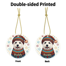 Load image into Gallery viewer, Westie Ornament - Christmas Folk Art Design - Personalize with Photo and Name