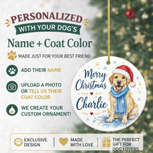 Load image into Gallery viewer, Yellow Labrador Dog Ornament - Watercolor Artwork Merry Christmas Design - Personalized with Name-Christmas Ornament-Christmas,Labrador,Personalize Artwork-2