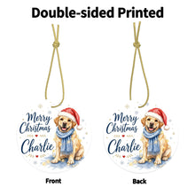Load image into Gallery viewer, Yellow Labrador Dog Ornament - Watercolor Artwork Merry Christmas Design - Personalized with Name-Christmas Ornament-Christmas,Labrador,Personalize Artwork-4