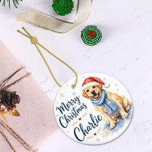 Load image into Gallery viewer, Yellow Labrador Dog Ornament - Watercolor Artwork Merry Christmas Design - Personalized with Name-Christmas Ornament-Christmas,Labrador,Personalize Artwork-6