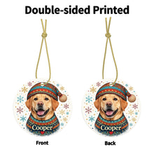 Load image into Gallery viewer, Yellow Labrador Ornament - Christmas Folk Art Design - Personalize with Photo and Name