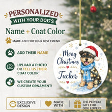 Load image into Gallery viewer, Yorkie Dog Ornament - Watercolor Artwork Merry Christmas Design - Personalized with Name-Christmas Ornament-Christmas,Christmas Ornament,Personalize Artwork,Yorkshire Terrier-2