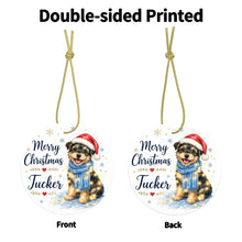 Load image into Gallery viewer, Yorkie Dog Ornament - Watercolor Artwork Merry Christmas Design - Personalized with Name-Christmas Ornament-Christmas,Christmas Ornament,Personalize Artwork,Yorkshire Terrier-4