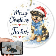 Load image into Gallery viewer, Yorkie Dog Ornament - Watercolor Artwork Merry Christmas Design - Personalized with Name-Christmas Ornament-Christmas,Christmas Ornament,Personalize Artwork,Yorkshire Terrier-1