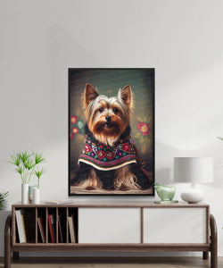 Embroidered Elegance Yorkie Wall Art Poster-Art-Dog Art, Dog Dad Gifts, Dog Mom Gifts, Home Decor, Poster, Yorkshire Terrier-2