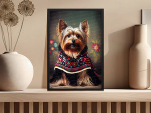 Embroidered Elegance Yorkie Wall Art Poster-Art-Dog Art, Dog Dad Gifts, Dog Mom Gifts, Home Decor, Poster, Yorkshire Terrier-3