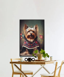 Embroidered Elegance Yorkie Wall Art Poster-Art-Dog Art, Dog Dad Gifts, Dog Mom Gifts, Home Decor, Poster, Yorkshire Terrier-6
