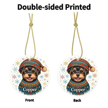 Load image into Gallery viewer, Yorkie Ornament - Christmas Folk Art Design - Personalize with Photo and Name