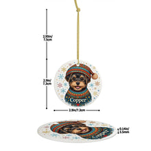 Load image into Gallery viewer, Yorkie Ornament - Christmas Folk Art Design - Personalize with Photo and Name