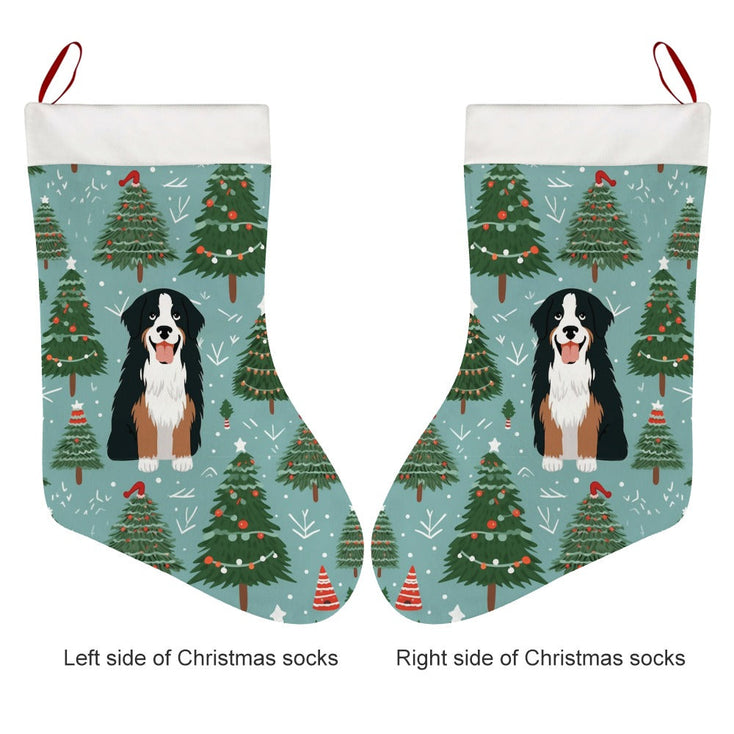 A Bernese Mountain Dog Christmas Stocking-Christmas Ornament-Bernese Mountain Dog, Christmas, Home Decor-26X42CM-White1-3
