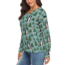 Load image into Gallery viewer, A Bernese Mountain Dog Women&#39;s V-Neck Christmas Sweater-Apparel-Apparel,Bernese Mountain Dog,Christmas,Dog Mom Gifts,Sweater,Sweatshirt-3
