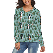 Load image into Gallery viewer, A Bernese Mountain Dog Women&#39;s V-Neck Christmas Sweater-Apparel-Apparel,Bernese Mountain Dog,Christmas,Dog Mom Gifts,Sweater,Sweatshirt-2