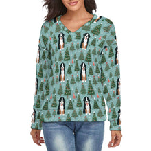 Load image into Gallery viewer, A Bernese Mountain Dog Women&#39;s V-Neck Christmas Sweater-Apparel-Apparel,Bernese Mountain Dog,Christmas,Dog Mom Gifts,Sweater,Sweatshirt-S-1