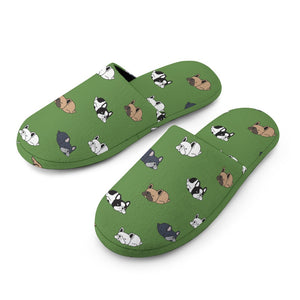 Sleepy French Bulldog Love Women's Cotton Mop Slippers-Footwear-Accessories, French Bulldog, Slippers-12